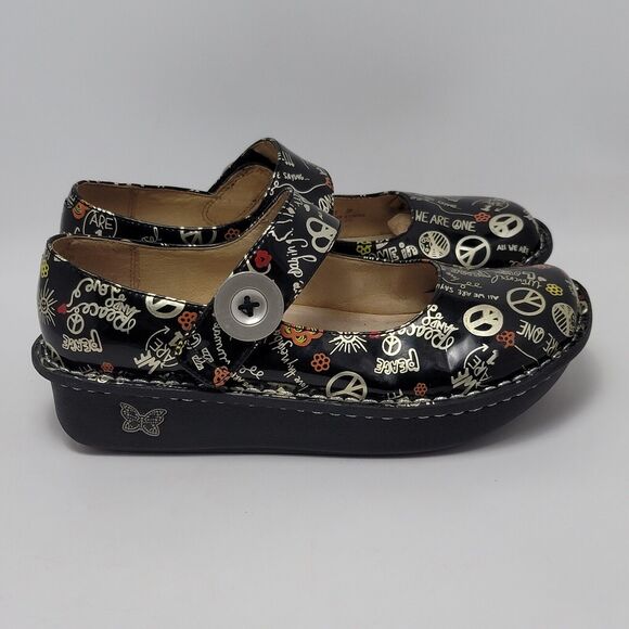 Alegria Shoes - Alegria Peace & Love Patent Leather Slip On Mary Jane Shoes Size 38 PAL-311